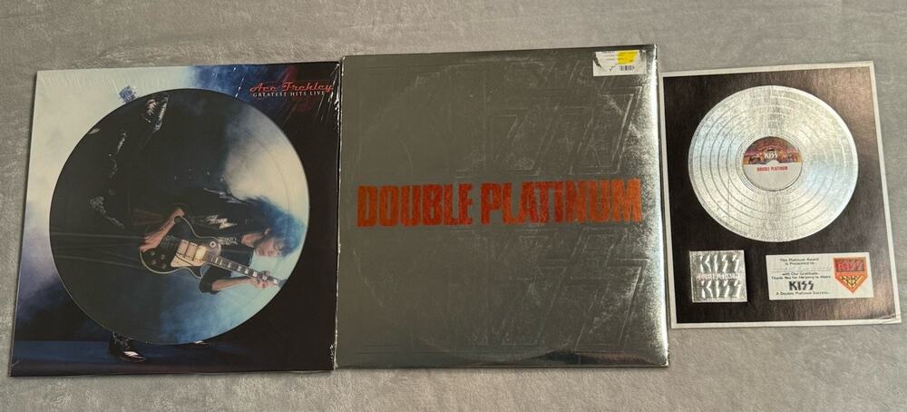 KISS Double Platinum 2LP Gatefold Vinyl Record & Ace Frehley Greatest Hits Live